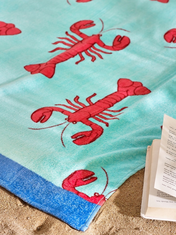 Catherine Lansfield Red Lobster Cotton Beach Towel - Image 2 of 2