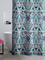Catherine Lansfield Duck Egg Mya Tropical Bird Shower Curtain Panel - Image 2 of 2