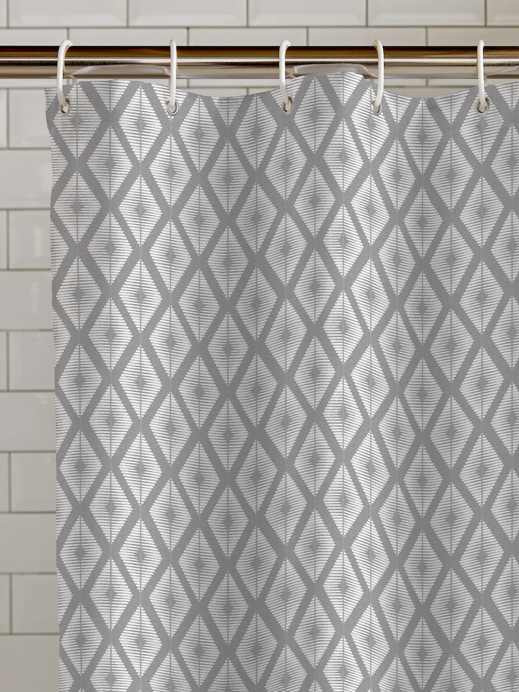 Catherine Lansfield Silver Diamond Shower Curtain Panel - Image 1 of 2 Catherine Lansfield Silver Diamond Shower Curtain Panel - Image 1 of 2