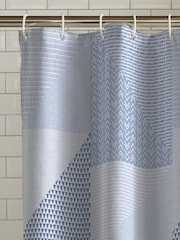 Catherine Lansfield Blue Larsson Geo Shower Curtain Panel - Image 1 of 2