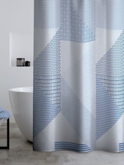 Catherine Lansfield Blue Larsson Geo Shower Curtain Panel - Image 2 of 2