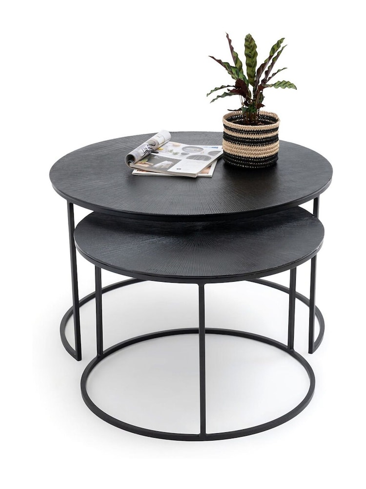 La Redoute Intérieurs Set of 2 Black Jalia Metal Nesting Coffee Tables - Image 2 of 5