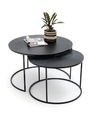 La Redoute Intérieurs Set of 2 Black Jalia Metal Nesting Coffee Tables - Image 3 of 5