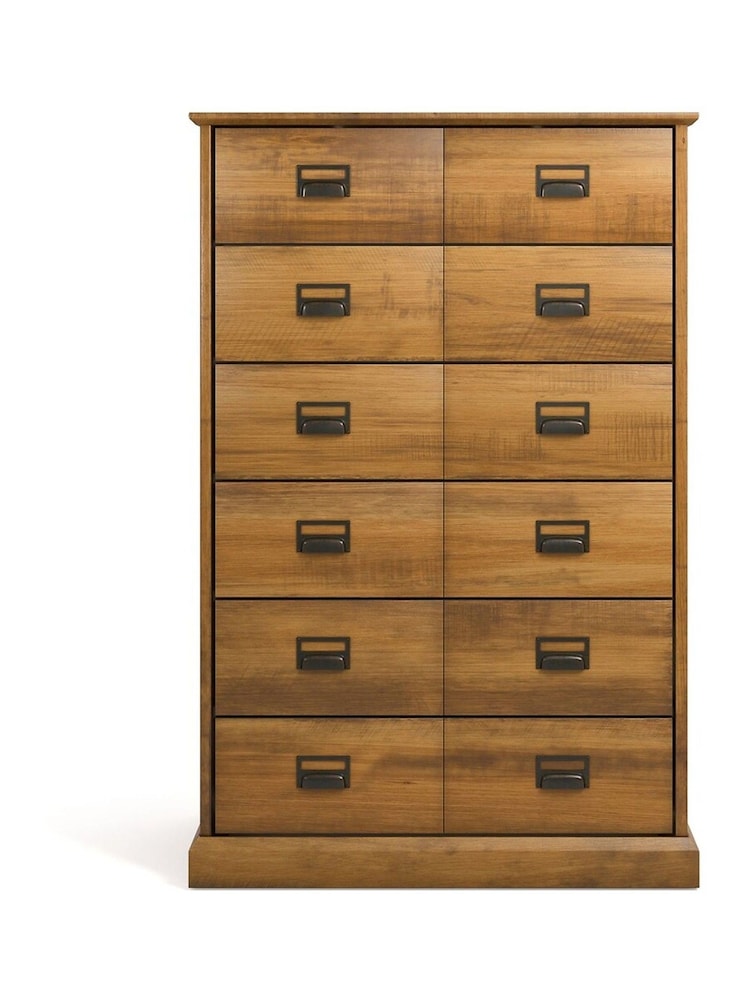 La Redoute Intérieurs Dark Oak Wood Lindley Solid Pine Chest of 6 Drawers - Image 1 of 5