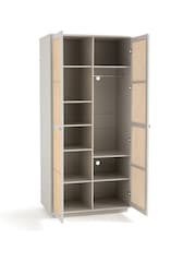 La Redoute Intérieurs Grey Natural Paola Pine & Rattan Double Wardrobe - Image 2 of 5