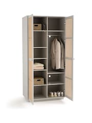 La Redoute Intérieurs Grey Natural Paola Pine & Rattan Double Wardrobe - Image 3 of 5