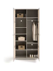 La Redoute Intérieurs Grey Natural Paola Pine & Rattan Double Wardrobe - Image 4 of 5
