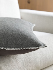 Grey 50 x 50cm Wool Blend Blanket Stitch Cushion - Image 2 of 5
