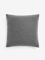 Grey 50 x 50cm Wool Blend Blanket Stitch Cushion - Image 3 of 5