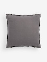 Grey 50 x 50cm Wool Blend Blanket Stitch Cushion - Image 4 of 5