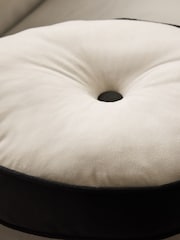 Oatmeal Matte Velvet Contrast Pipe Round Cushion - Image 2 of 6