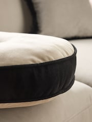 Oatmeal Matte Velvet Contrast Pipe Round Cushion - Image 3 of 6