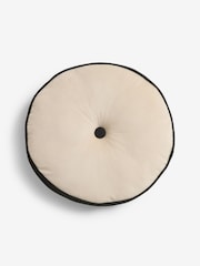 Oatmeal Matte Velvet Contrast Pipe Round Cushion - Image 4 of 6
