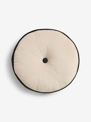Oatmeal Matte Velvet Contrast Pipe Round Cushion - Image 5 of 6