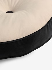 Oatmeal Matte Velvet Contrast Pipe Round Cushion - Image 6 of 6