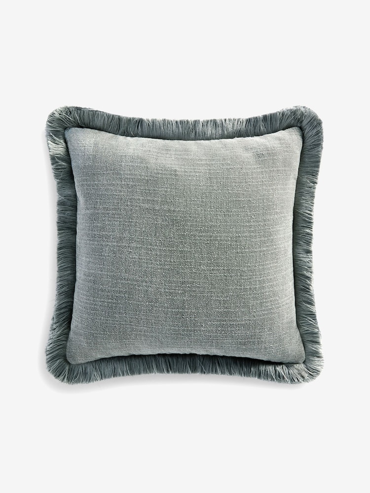 Grey Chunky Fringe Chenille 50 x 50cm Cushion - Image 1 of 3