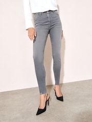 Grau - Friends Like These Jeggings mit hohem Bund - Bild 1 von 4