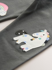 Charcoal Grey Unicorn Embellished Leggings (3mths-7yrs) - Image 3 of 4