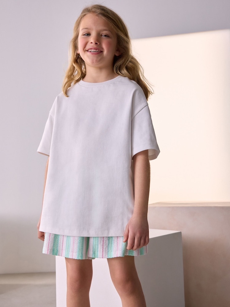 White Oversized Heavyweight 100% Cotton T-Shirt (3-16yrs) - Image 1 of 4