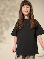 Black Oversized Heavyweight 100% Cotton T-Shirt (3-16yrs) - Image 1 of 3