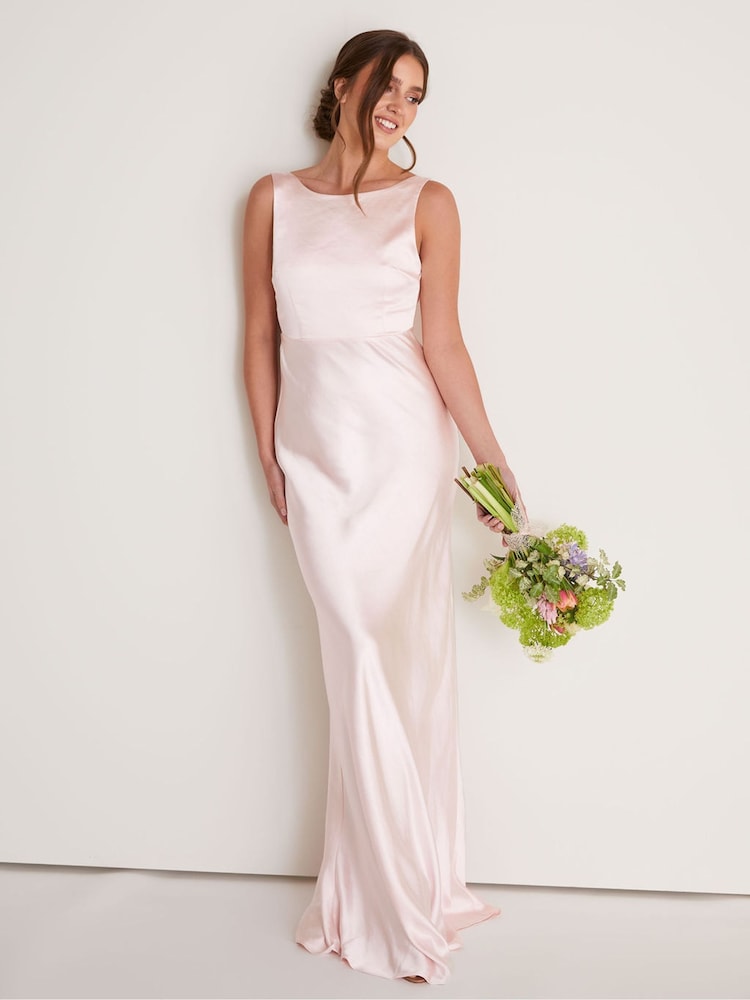 Six Stories Pink Cowl Back Satin Bridesmaid Dress - Image 1 of 6
