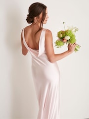 Six Stories Pink Cowl Back Satin Bridesmaid Dress - Image 5 of 6