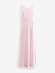Six Stories Pink Cowl Back Satin Bridesmaid Dress - Image 6 of 6
