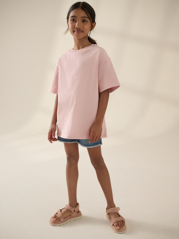 Pink Oversized Heavyweight 100% Cotton T-Shirt (3-16yrs) - Image 2 of 4