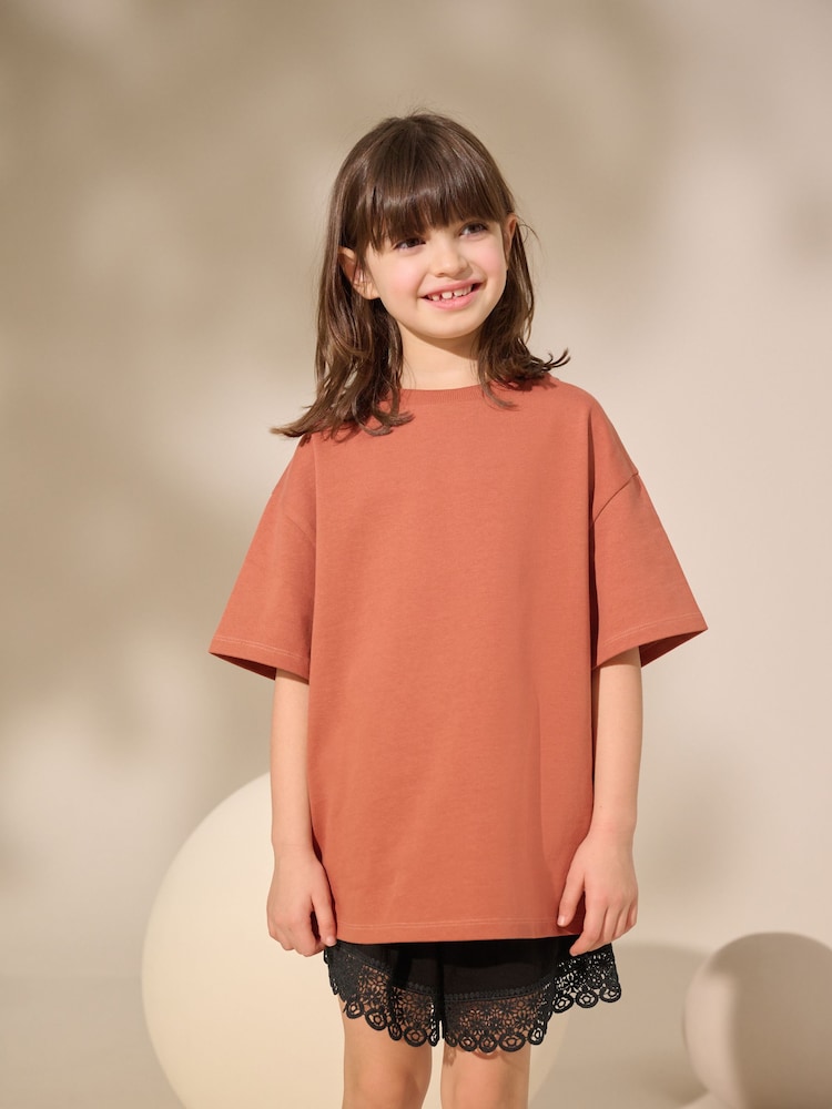 Rust Oversized Heavyweight 100% Cotton T-Shirt (3-16yrs) - Image 1 of 3