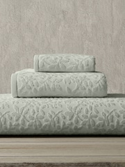 Vantona Green Jacquard Leaf 500gsm 100% Cotton Towel - Image 2 of 2