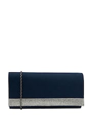 Marineblau/blau - Lotus Clutch-Tasche mit Kette - Bild 1 von 4