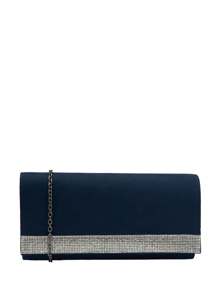 Marineblau/blau - Lotus Clutch-Tasche mit Kette - Bild 1 von 4