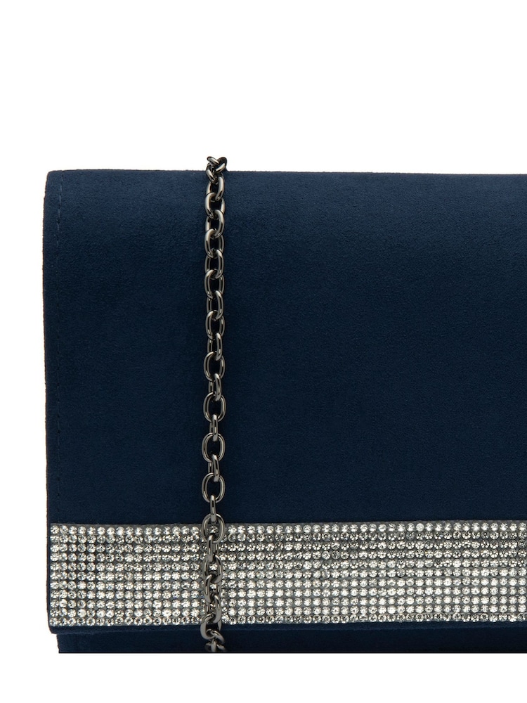 Marineblau/blau - Lotus Clutch-Tasche mit Kette - Bild 4 von 4