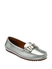 Lotus Silver Leather Loafers - Image 1 of 4