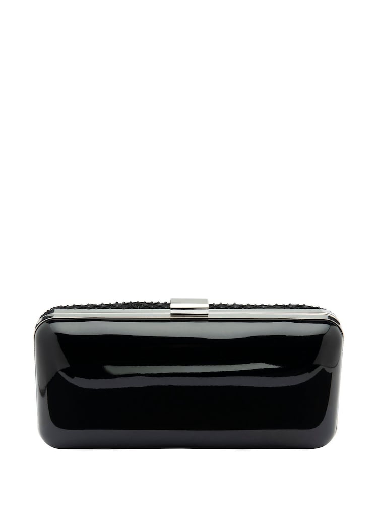 Lotus Black Clutch Bag with Chain - Image 2 of 4