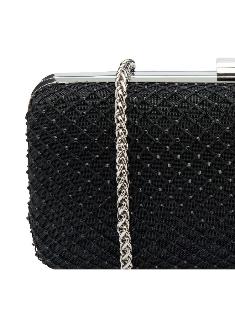 Lotus Black Clutch Bag with Chain - Image 4 of 4