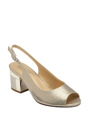 Lotus Gold Peep Toe Slingback Shoes - Image 1 of 4