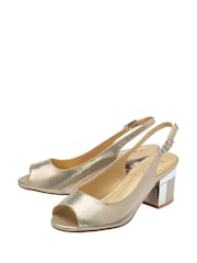 Lotus Gold Peep Toe Slingback Shoes - Image 2 of 4