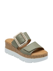 Lotus Green Leather Mules Sandals - Image 1 of 4