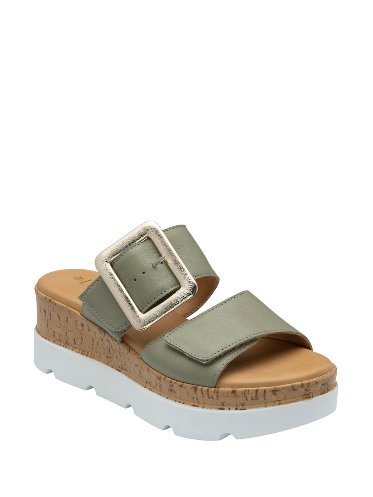 Lotus Green Leather Mules Sandals - Image 1 of 4 Lotus Green Leather Mules Sandals - Image 1 of 4