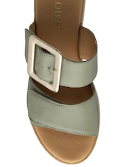 Lotus Green Leather Mules Sandals - Image 4 of 4
