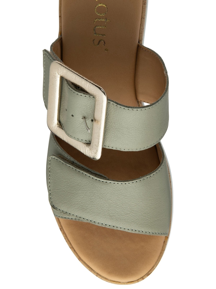 Lotus Green Leather Mules Sandals - Image 4 of 4