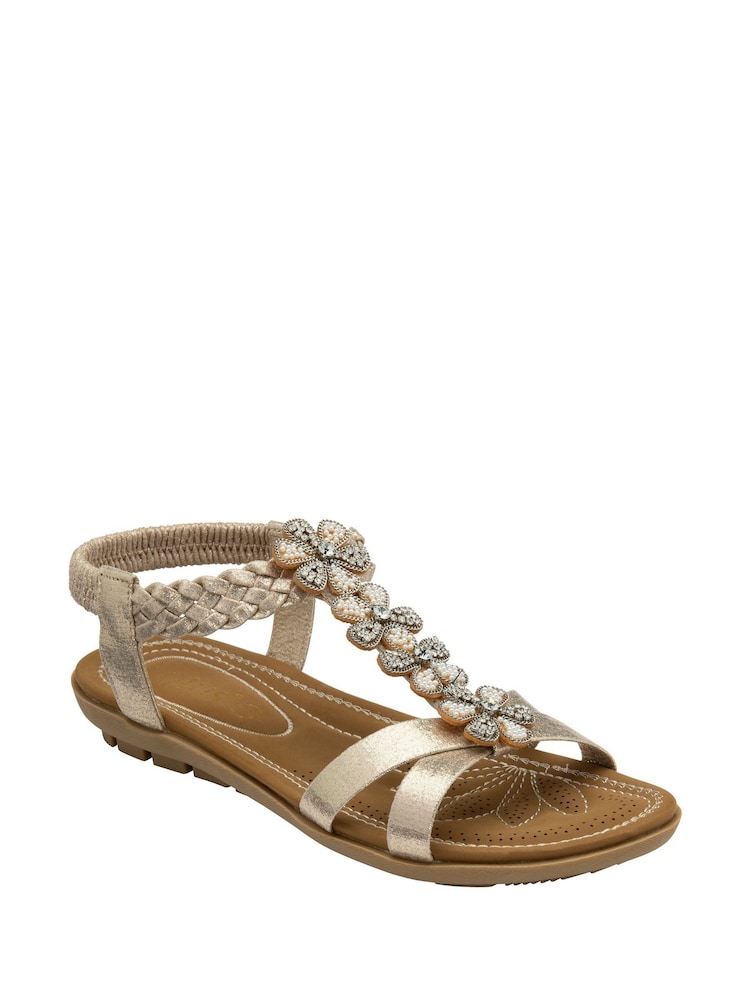 Lotus Gold Flat Slip-On Sandals - Image 1 of 4
