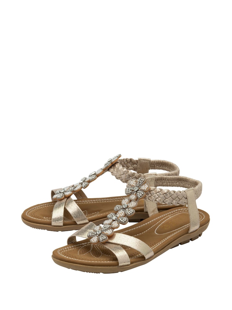 Lotus Gold Flat Slip-On Sandals - Image 2 of 4
