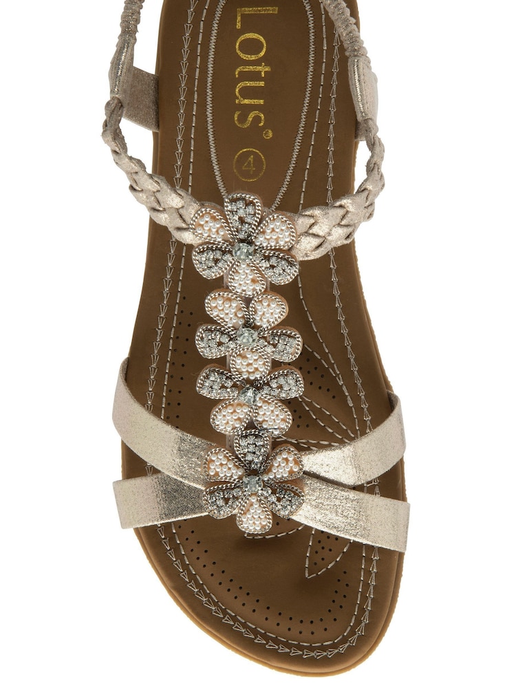 Lotus Gold Flat Slip-On Sandals - Image 4 of 4