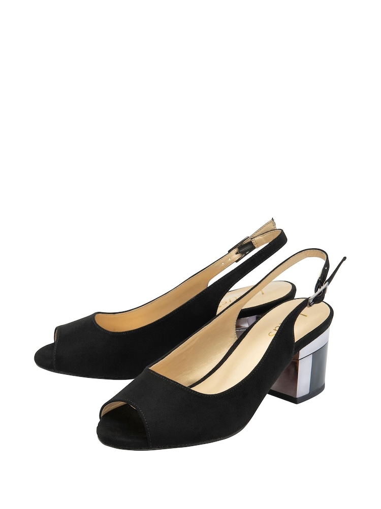 črna - Lotus spredaj odprt (čevelj) Slingback čevlji - Slika 2 iz 4
