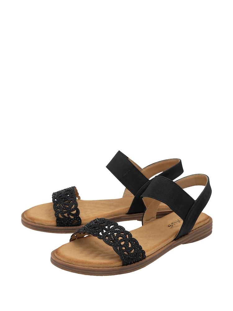 Lotus Black Flat Slip-Ons Sandals - Image 2 of 4