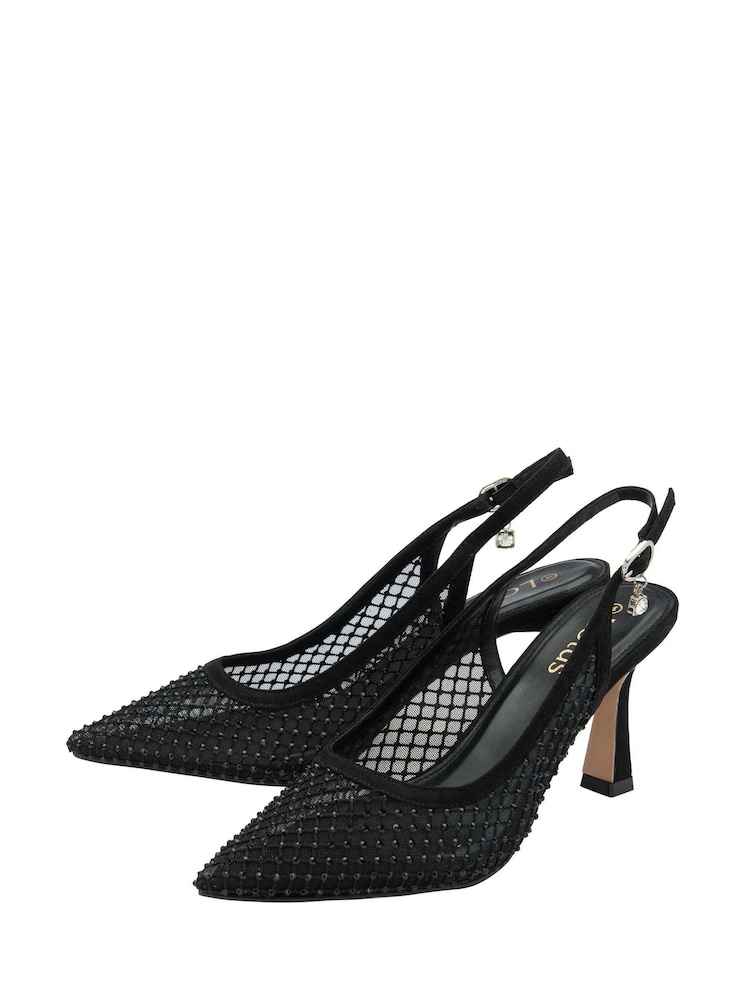 Lotus Black Slingback Court Shoes - Image 2 of 4