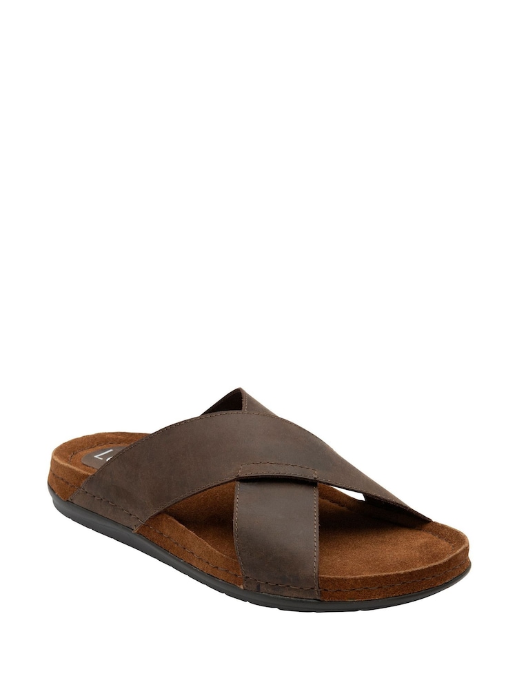 Lotus Brown Leather Mule Sandals - Image 1 of 4