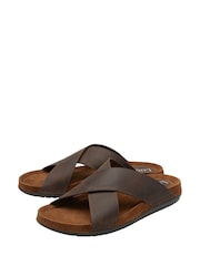 Lotus Brown Leather Mule Sandals - Image 2 of 4
